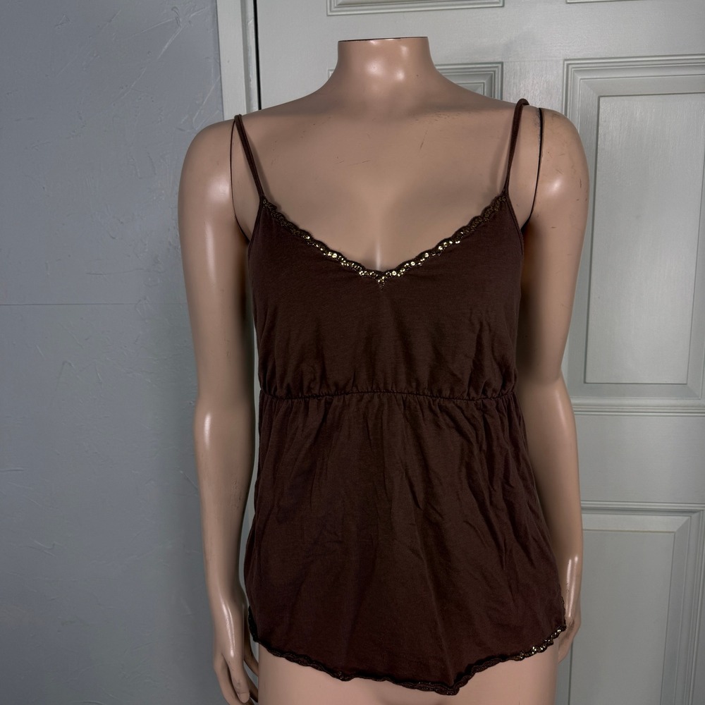 Vintage Y2K The Limited Shirt S Shelf bra Tank Top Sequin Babydoll Cotton C22